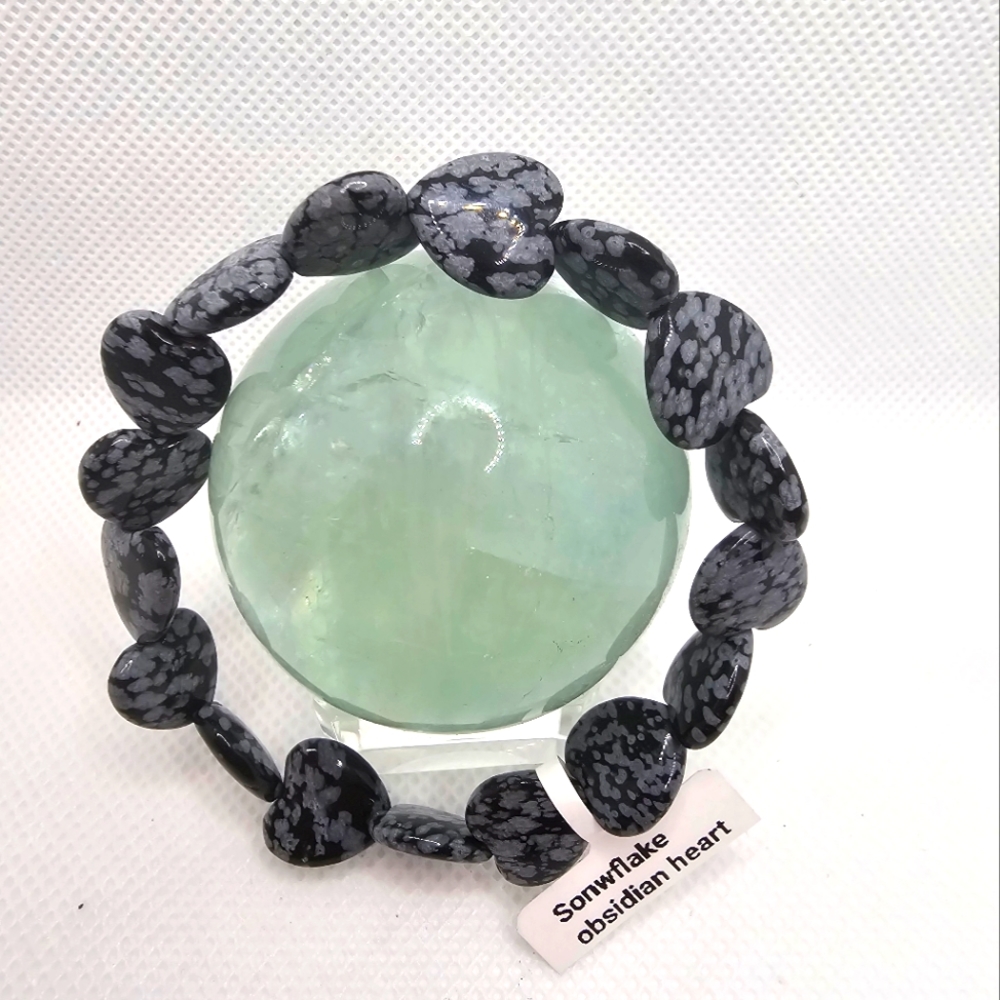 Snowflake Obsidian Heart Bracelet